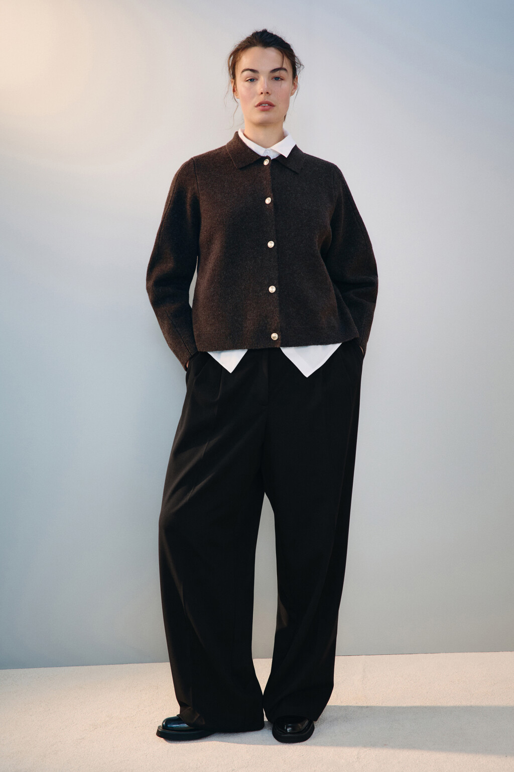 Кардиган с отложным воротником - цвет бежевый - 5