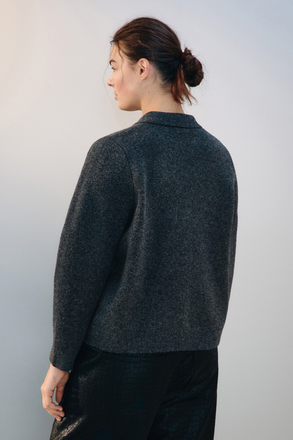 Кардиган с отложным воротником - цвет серый - 4