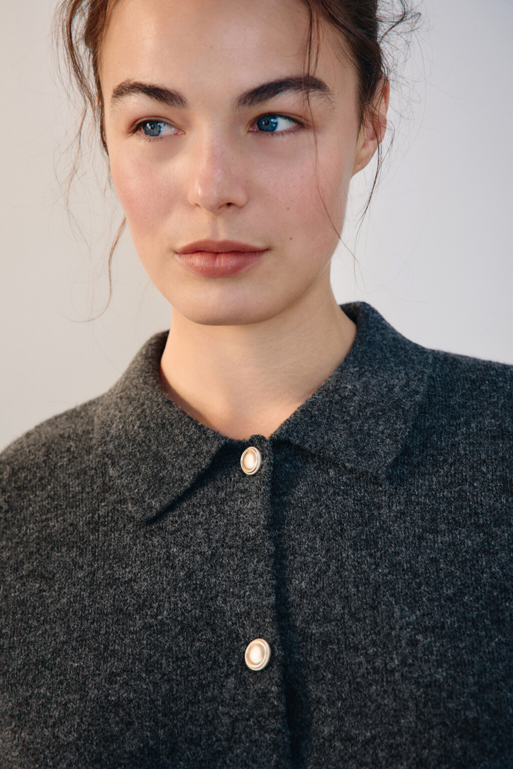 Кардиган с отложным воротником - цвет серый - 6