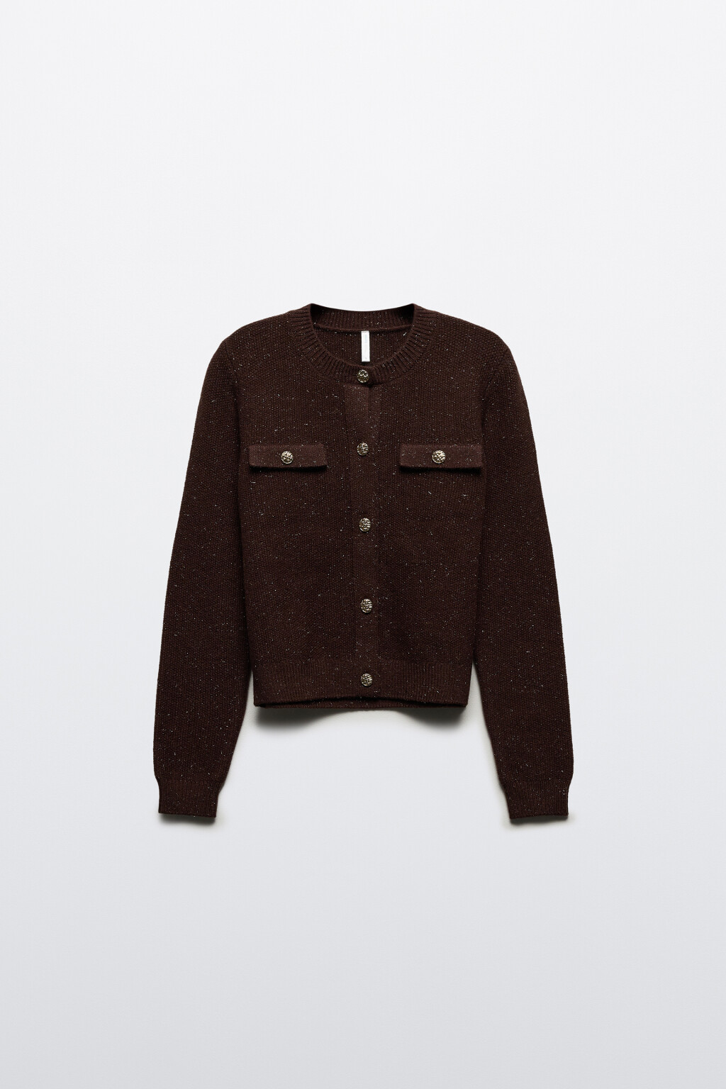 Кардиган-жакет с люрексом - цвет коричневый - 7