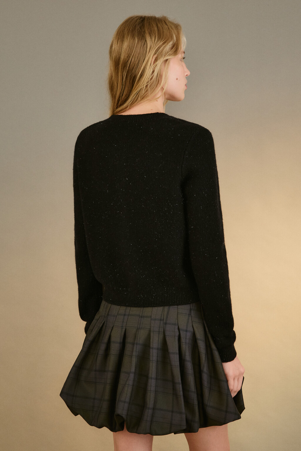 Кардиган-жакет с люрексом - цвет черный - 3