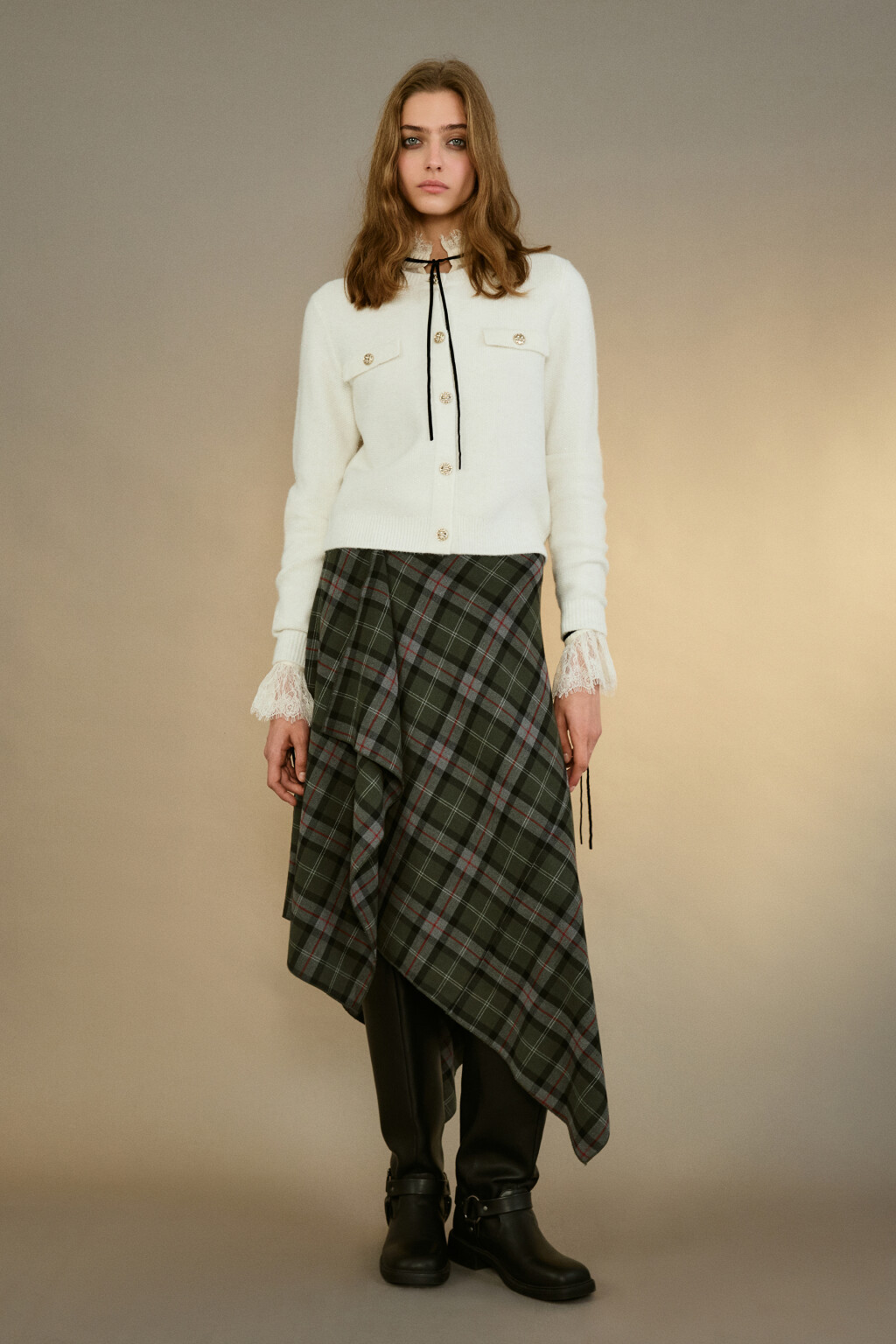 Кардиган-жакет с люрексом - цвет молочный - 4