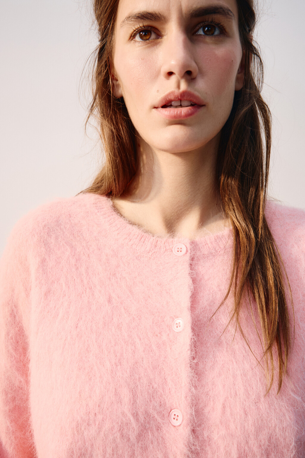 Кардиган на пуговицах с шерстью - цвет розовый - 5