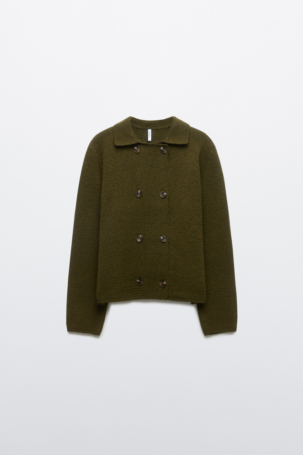 Кардиган-жакет двубортный с шерстью - цвет зеленый - 7