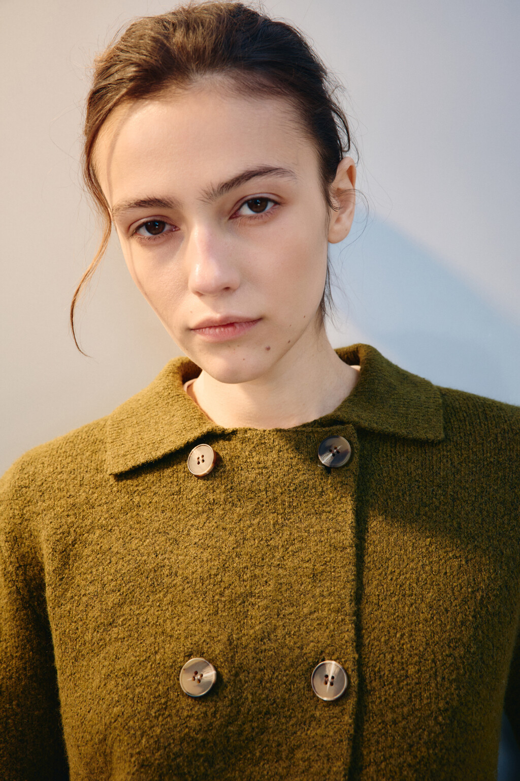 Кардиган-жакет двубортный с шерстью - цвет зеленый - 5