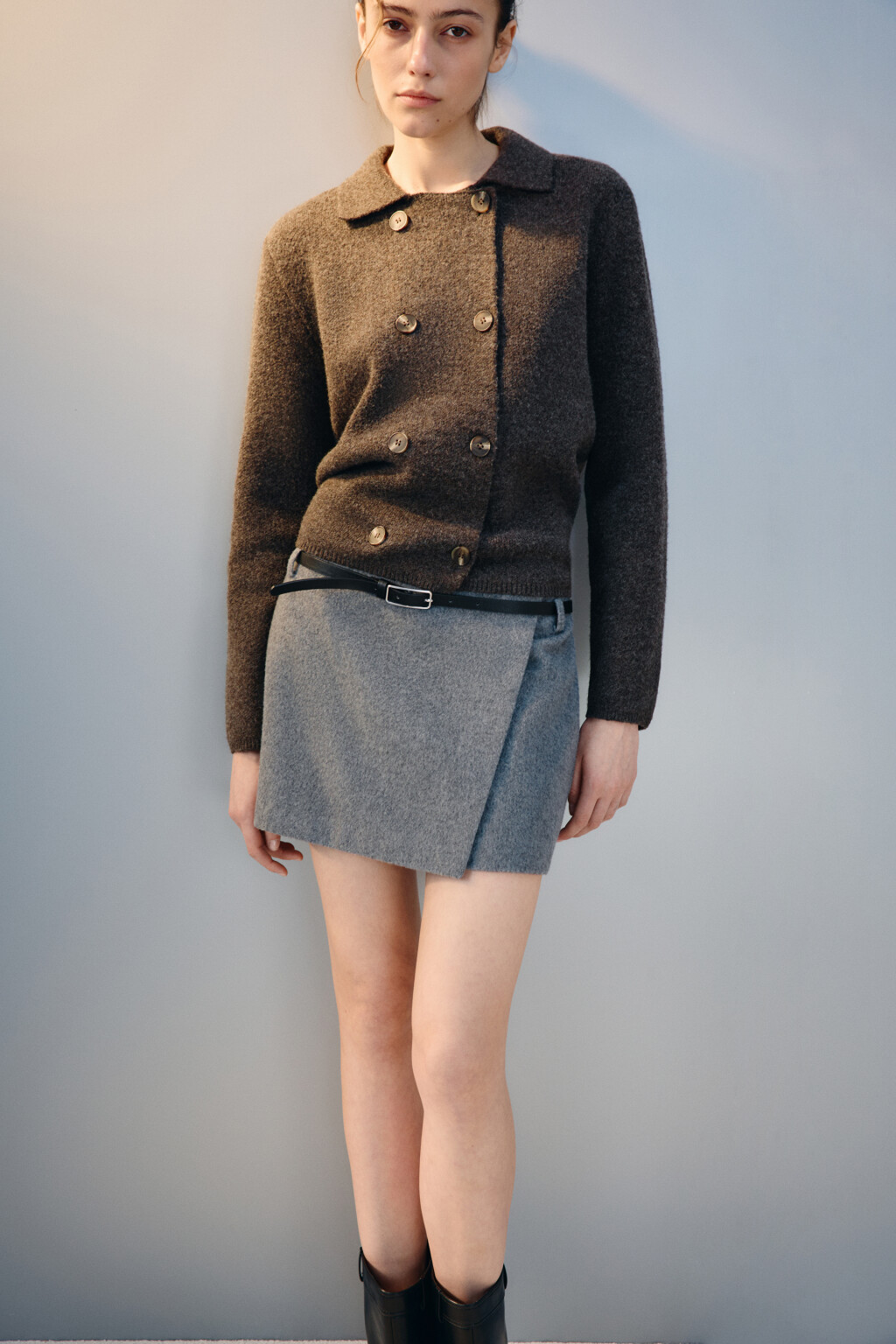 Кардиган-жакет двубортный с шерстью - цвет бежевый - 1