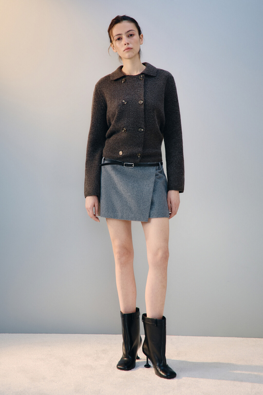 Кардиган-жакет двубортный с шерстью - цвет бежевый - 5