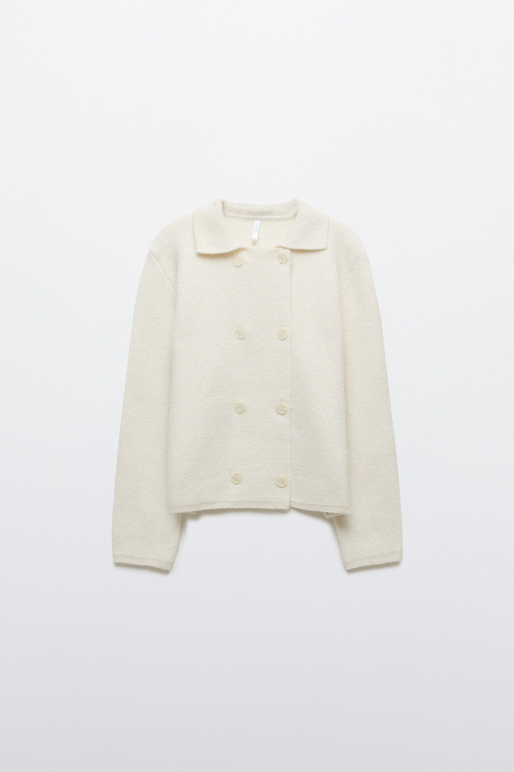 Кардиган-жакет двубортный с шерстью - цвет молочный - 7