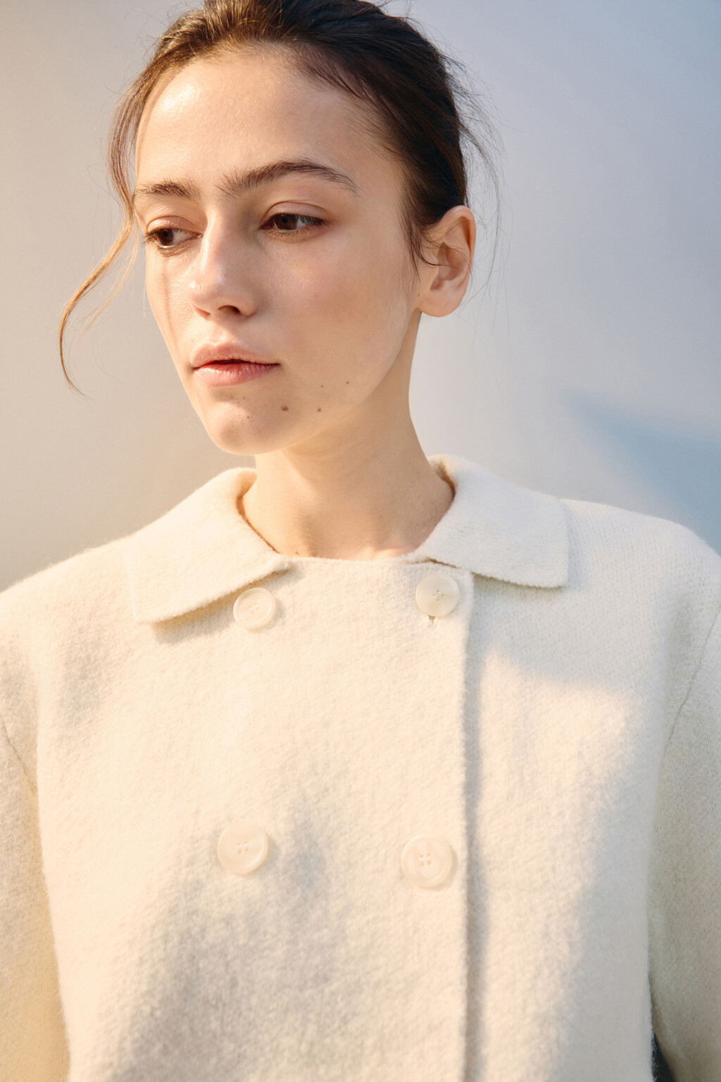 Кардиган-жакет двубортный с шерстью - цвет молочный - 5