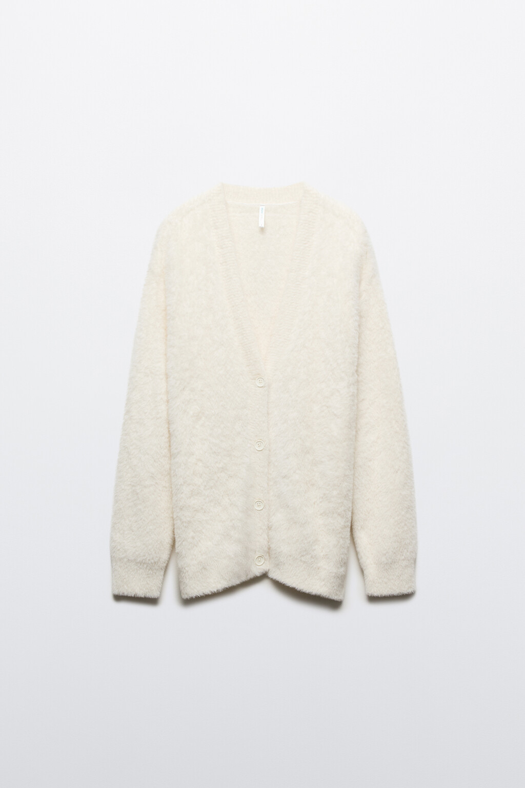Кардиган на пуговицах пушистый - цвет молочный - 2