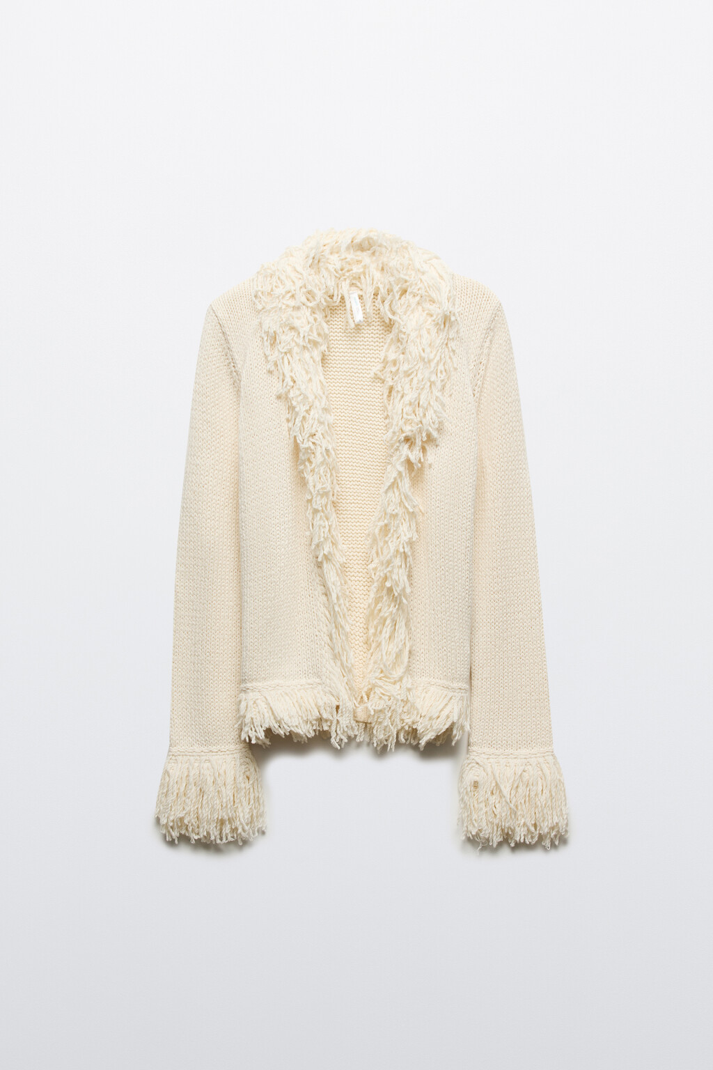 Кардиган без застежки с бахромой - цвет молочный - 7