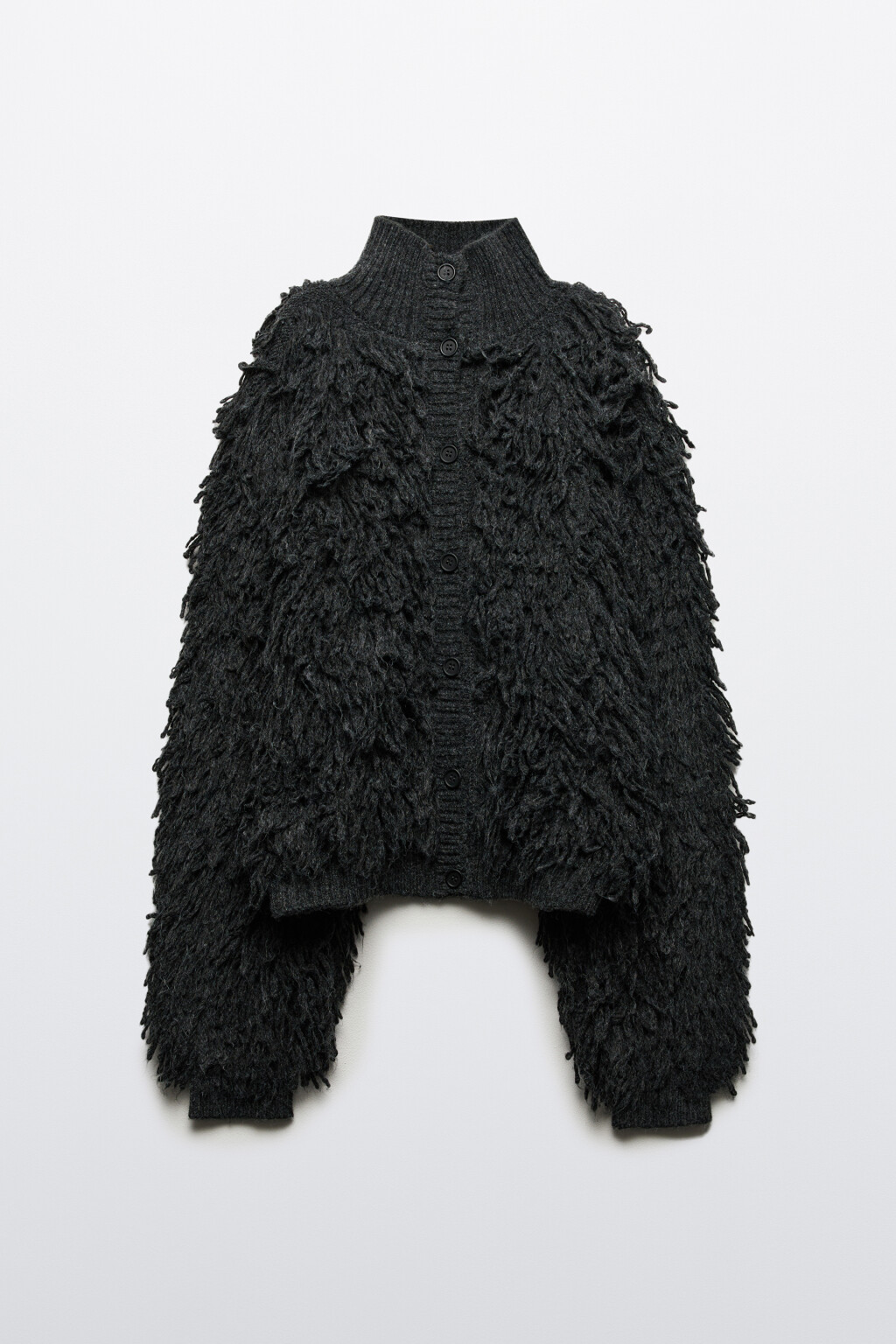 Кардиган на пуговицах с бахромой - цвет серый - 8