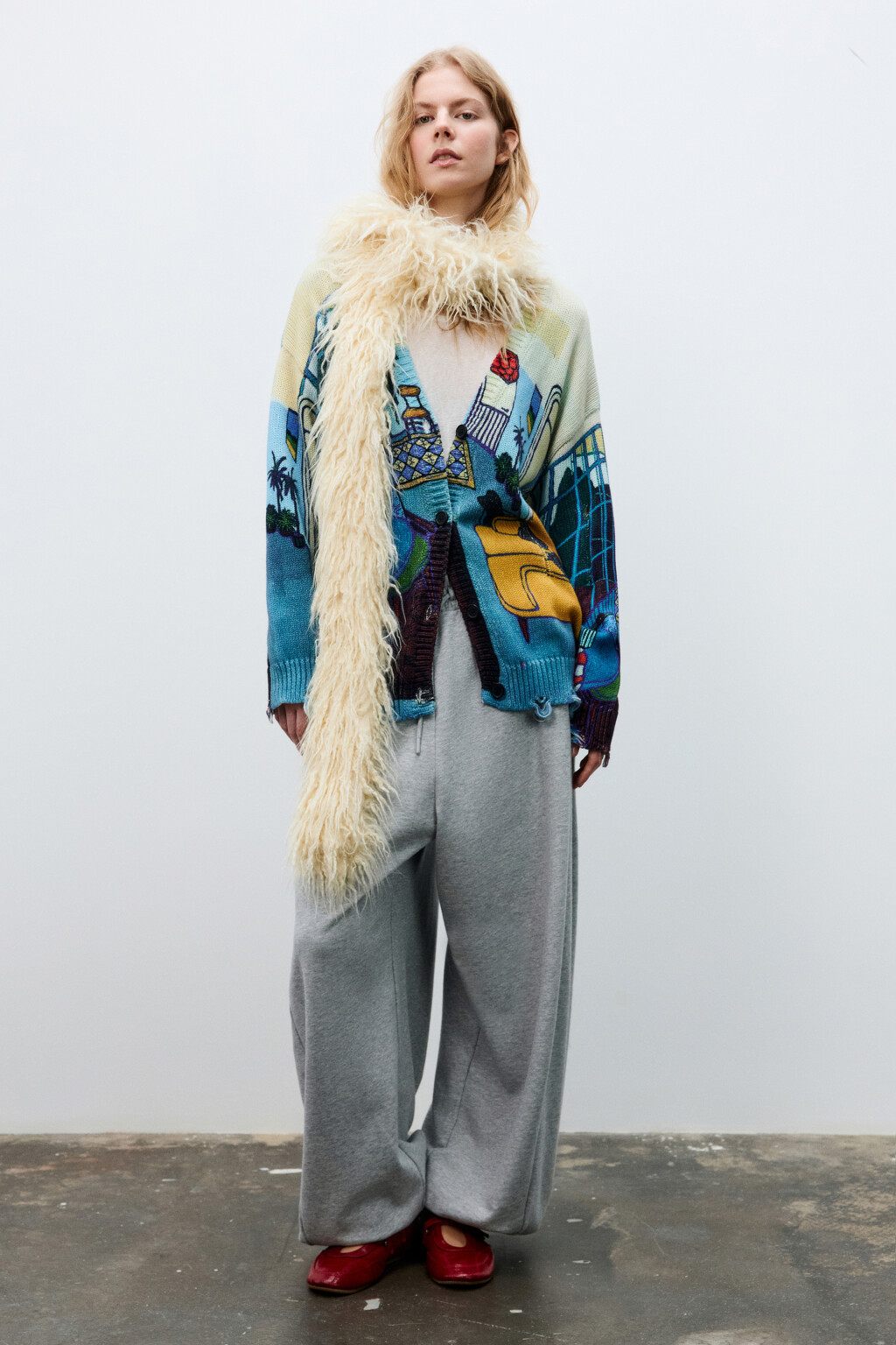 Кардиган на пуговицах рваный с принтом - цвет мультиколор - 7