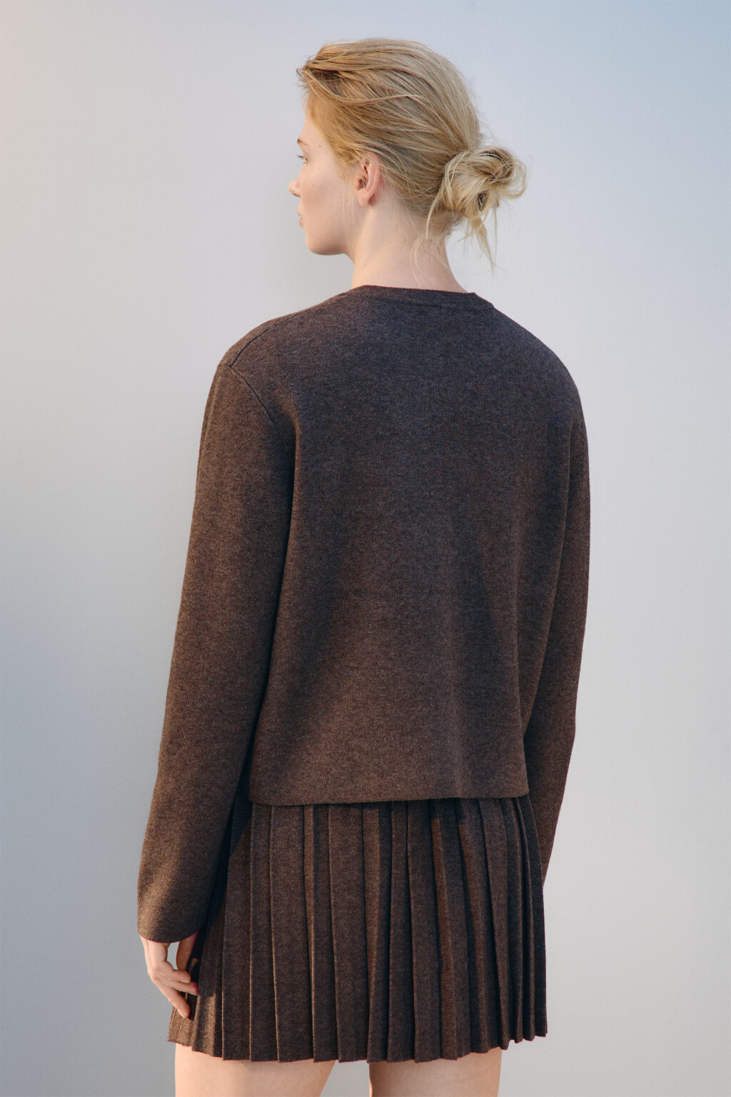 Кардиган жаккардовый на пуговицах - цвет коричневый - 3