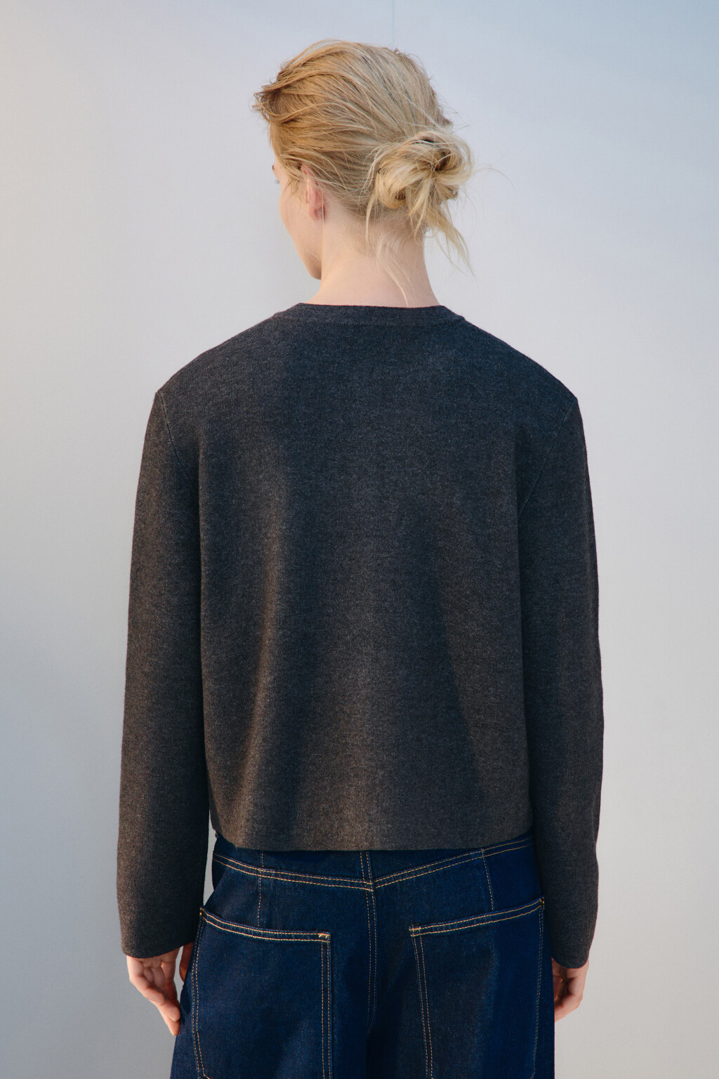 Кардиган жаккардовый на пуговицах - цвет серый - 4