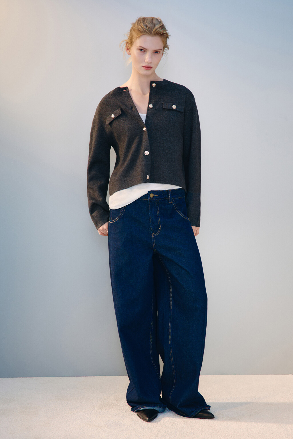 Кардиган жаккардовый на пуговицах - цвет серый - 5