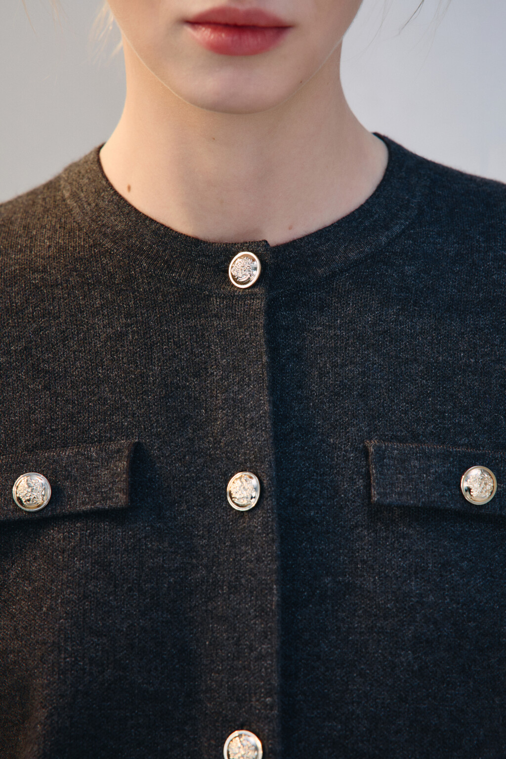 Кардиган жаккардовый на пуговицах - цвет серый - 6