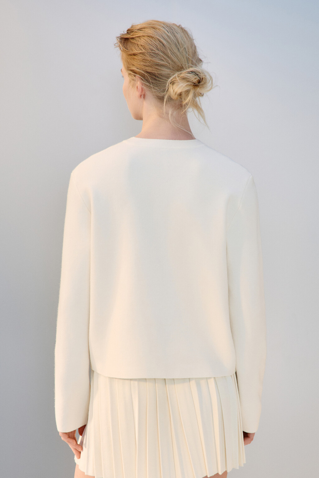 Кардиган жаккардовый на пуговицах - цвет молочный - 3