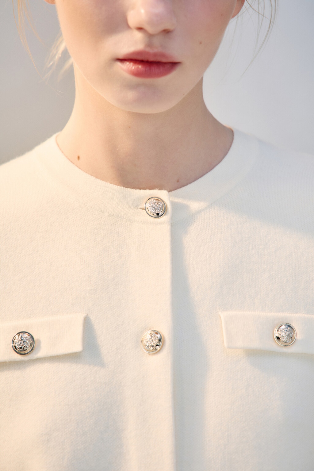 Кардиган жаккардовый на пуговицах - цвет молочный - 5