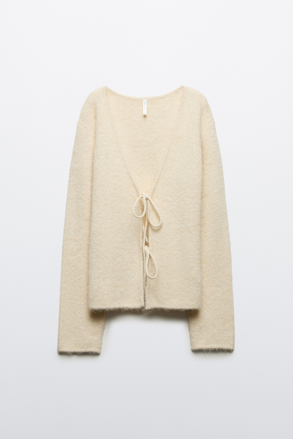 Кардиган на завязках с V-вырезом - цвет ванильный - 7