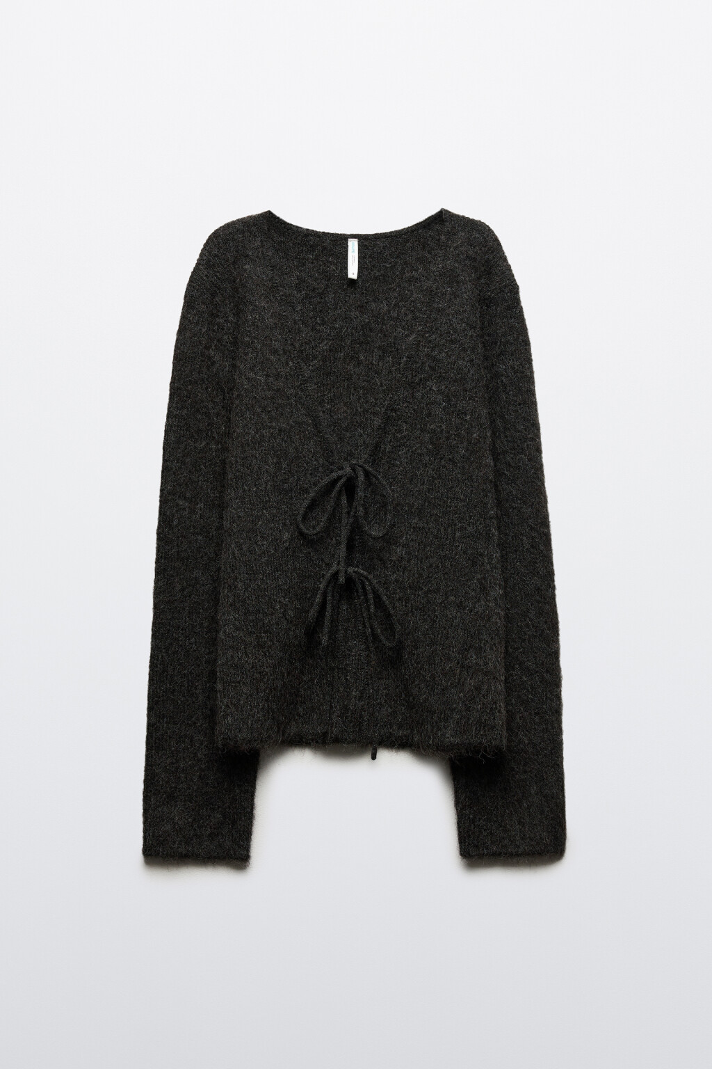 Кардиган на завязках с V-вырезом - цвет серый - 7
