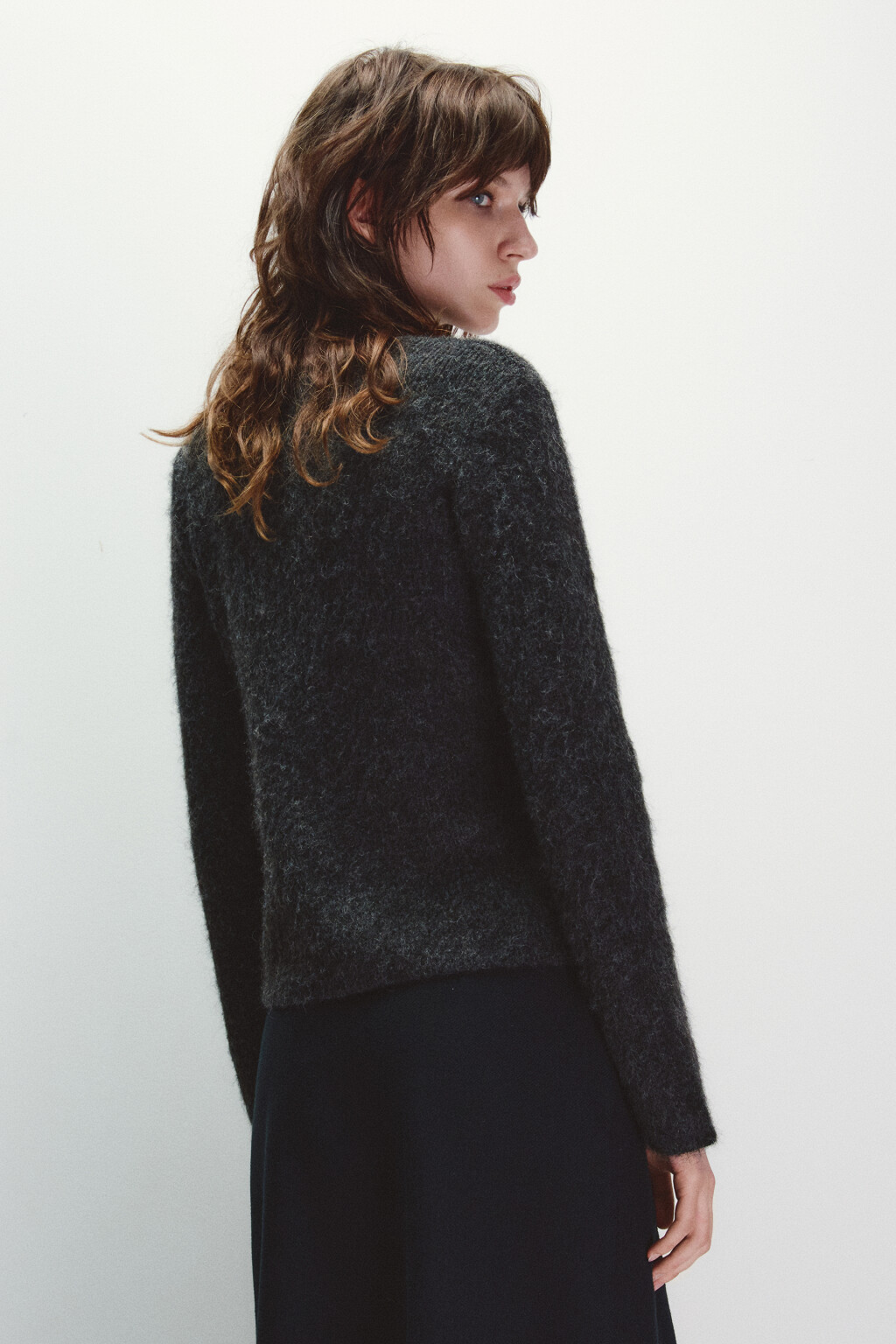 Кардиган на завязках с V-вырезом - цвет серый - 3