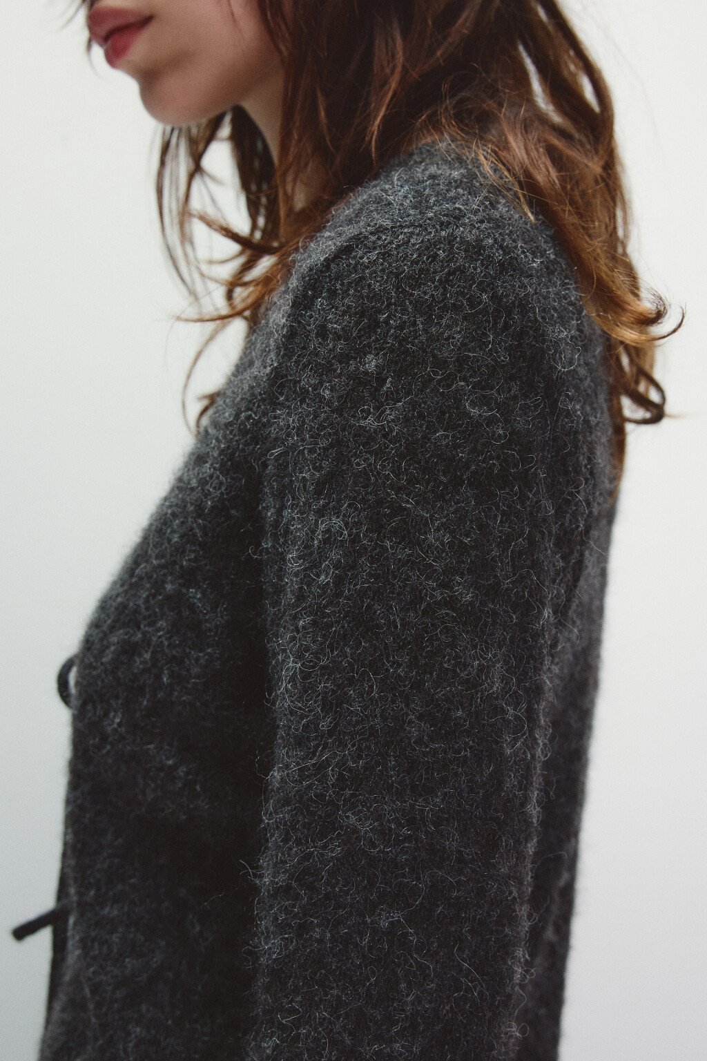 Кардиган на завязках с V-вырезом - цвет серый - 6