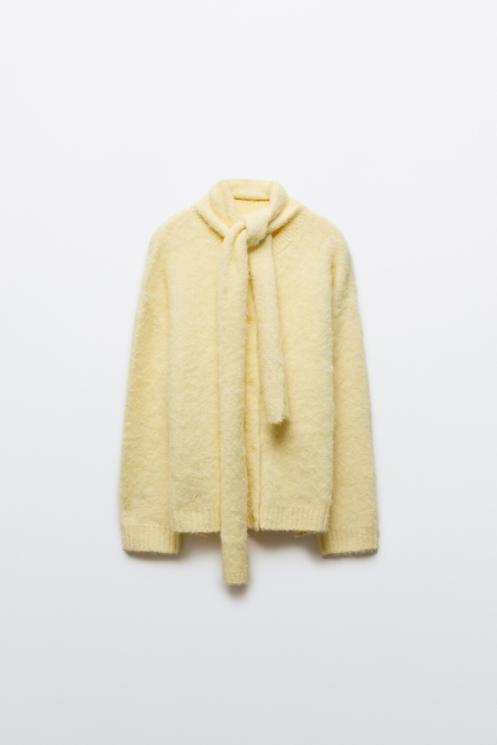 Кардиган на пуговицах с шарфом - цвет ванильный - 8