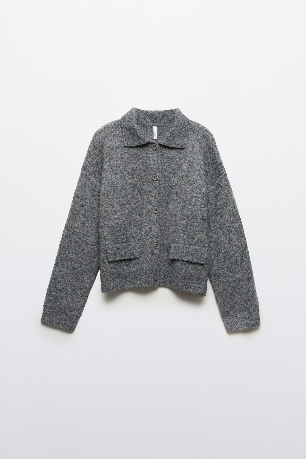 Кардиган на пуговицах с шерстью - цвет серый - 7