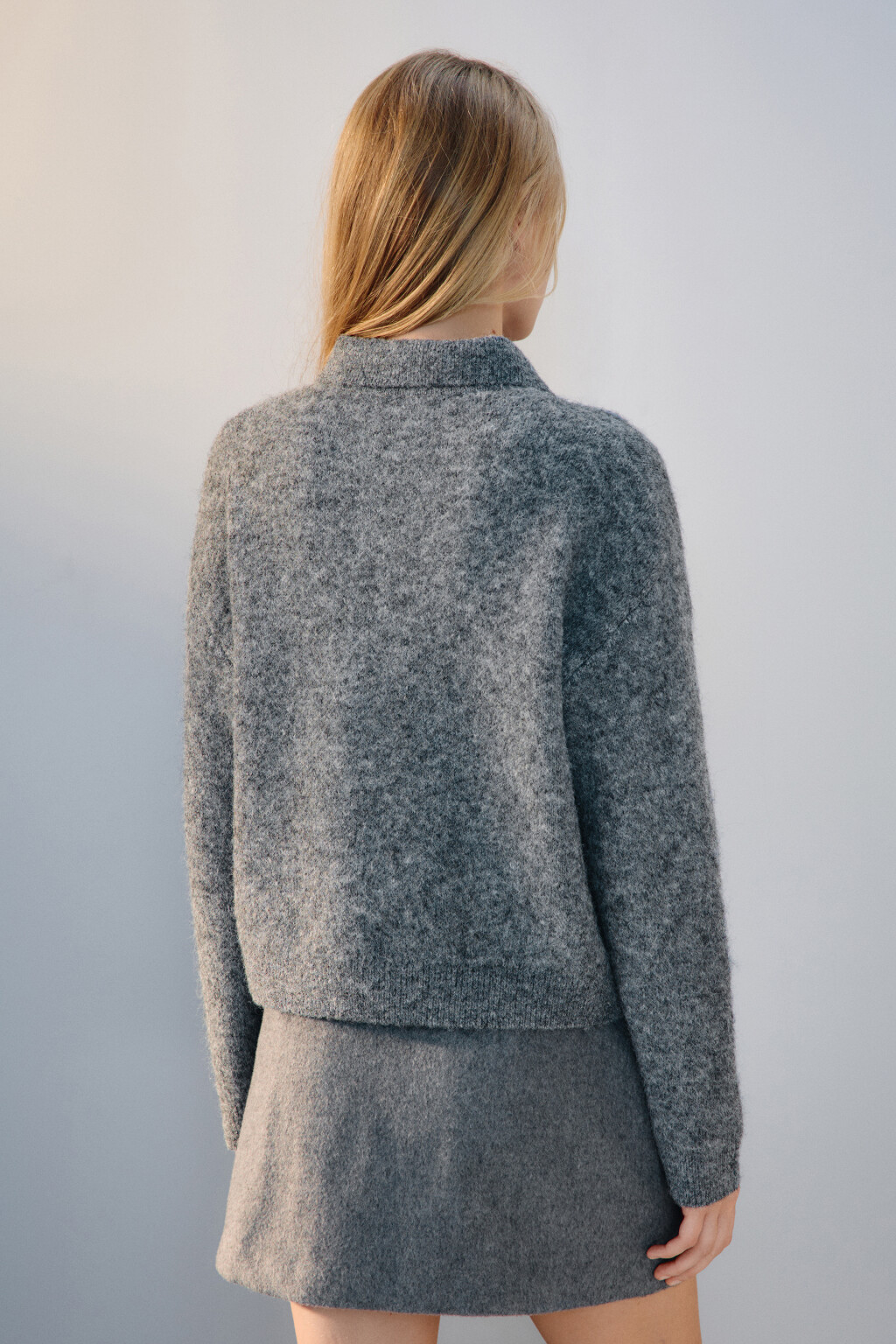 Кардиган на пуговицах с шерстью - цвет серый - 3