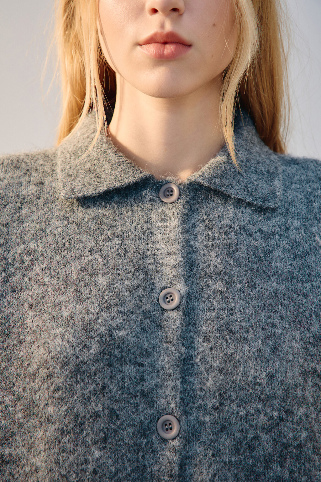 Кардиган на пуговицах с шерстью - цвет серый - 5