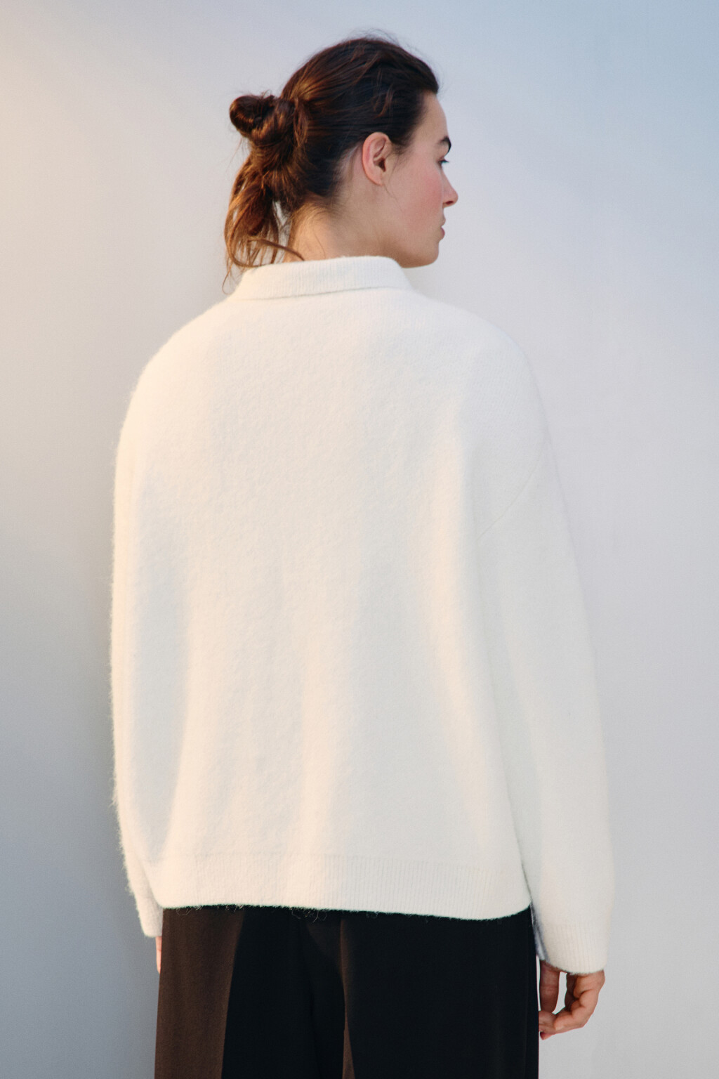 Кардиган на пуговицах с шерстью - цвет молочный - 3