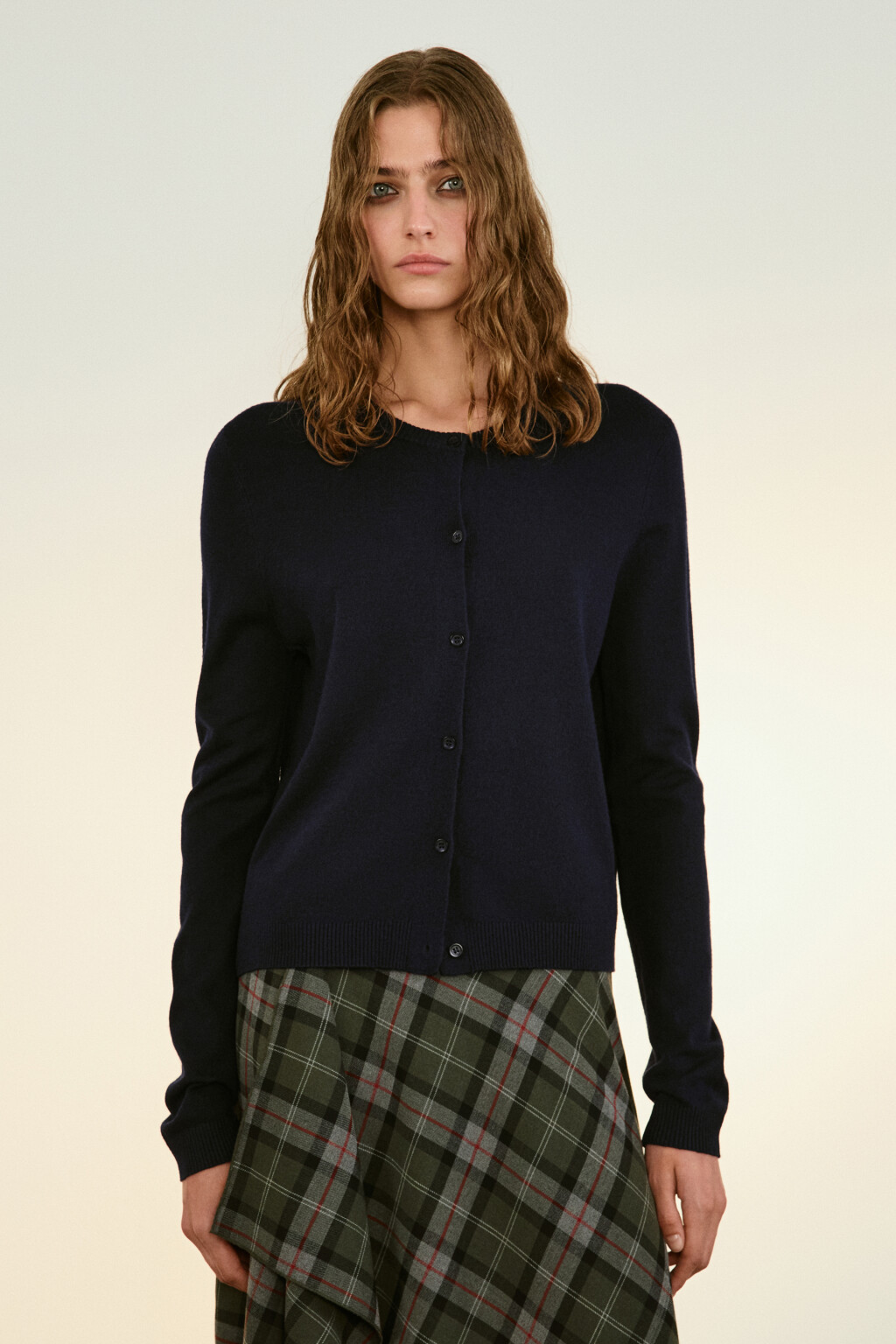 Кардиган с круглым вырезом - цвет синий - 2