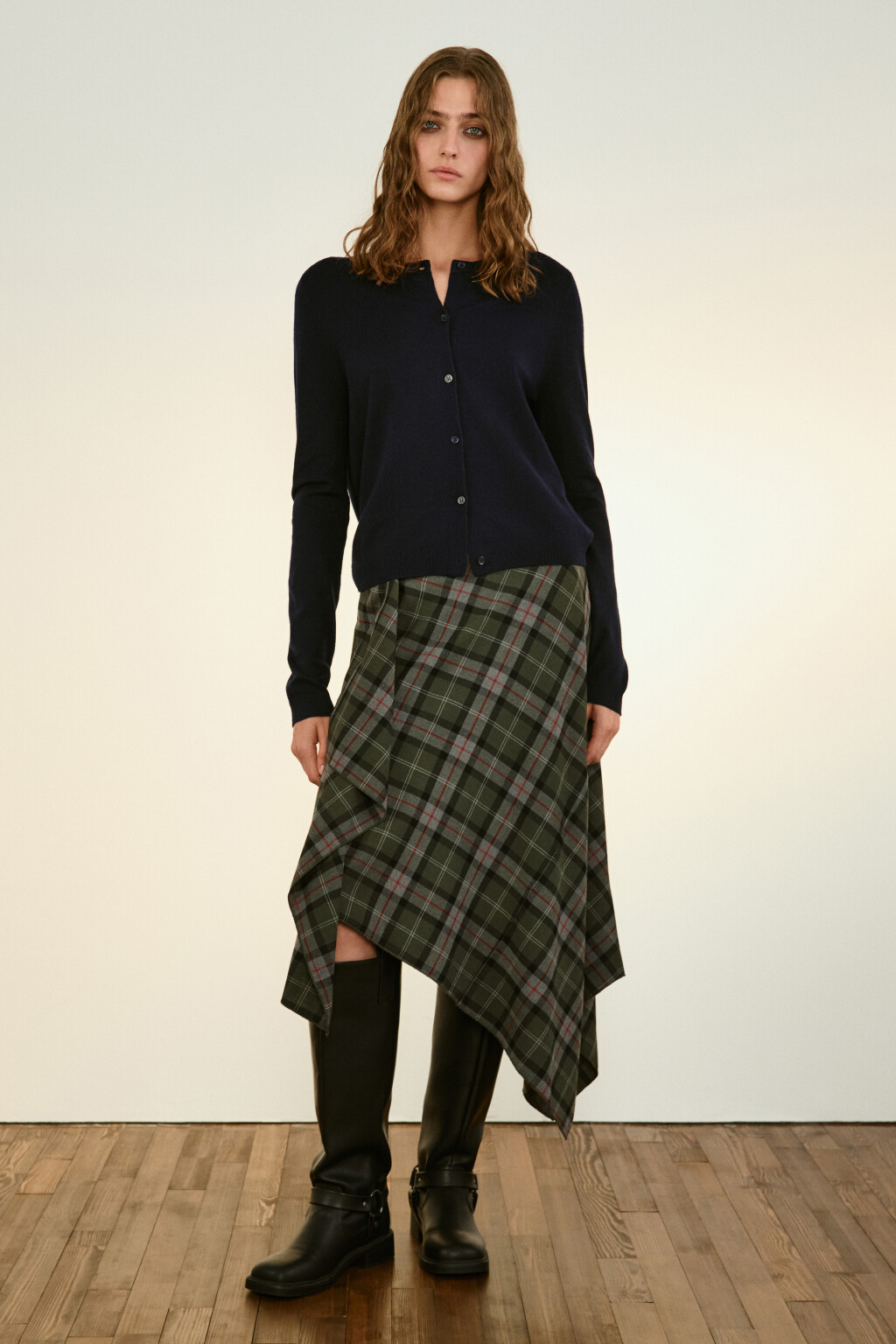 Кардиган с круглым вырезом - цвет синий - 4