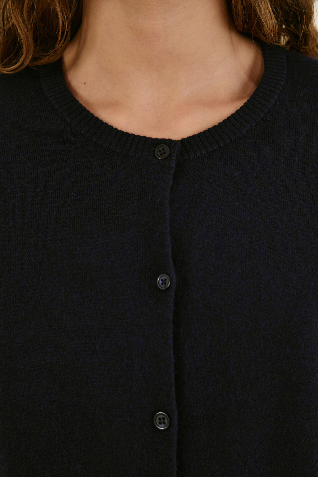 Кардиган с круглым вырезом - цвет синий - 5