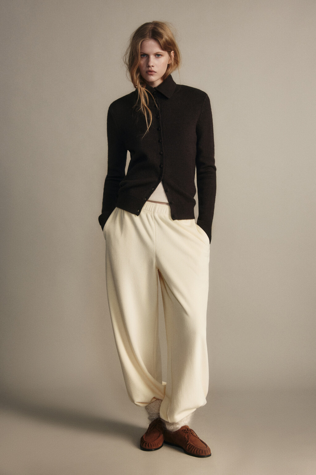 Кардиган укороченный со стойкой - цвет коричневый - 5