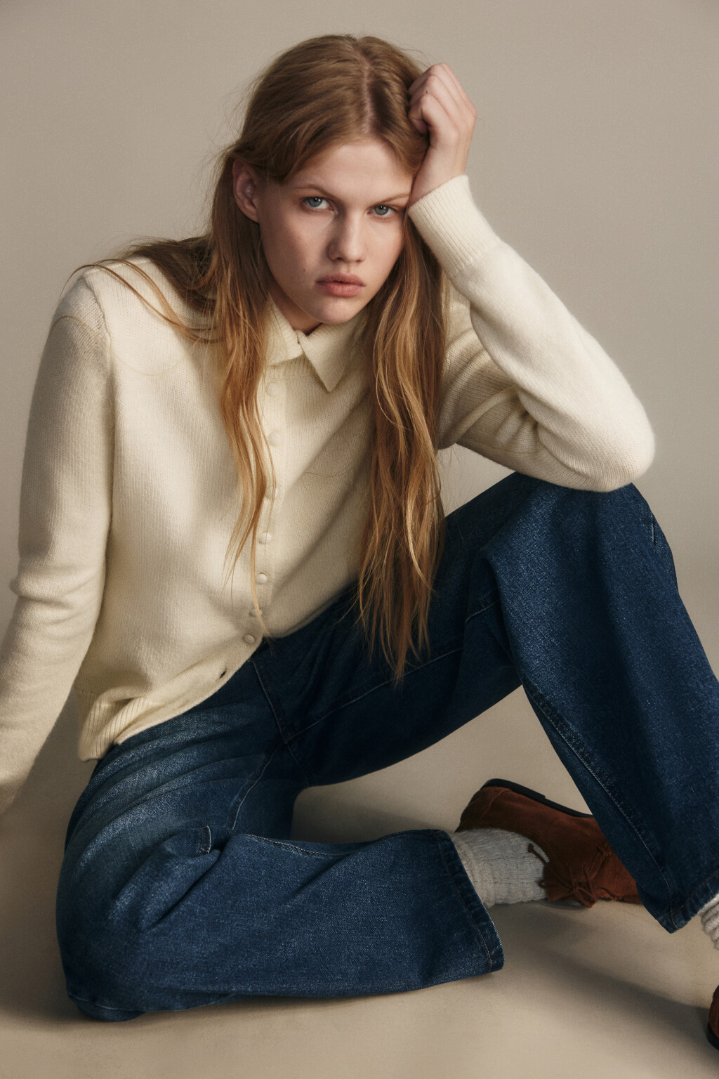 Кардиган укороченный со стойкой - цвет молочный - 2