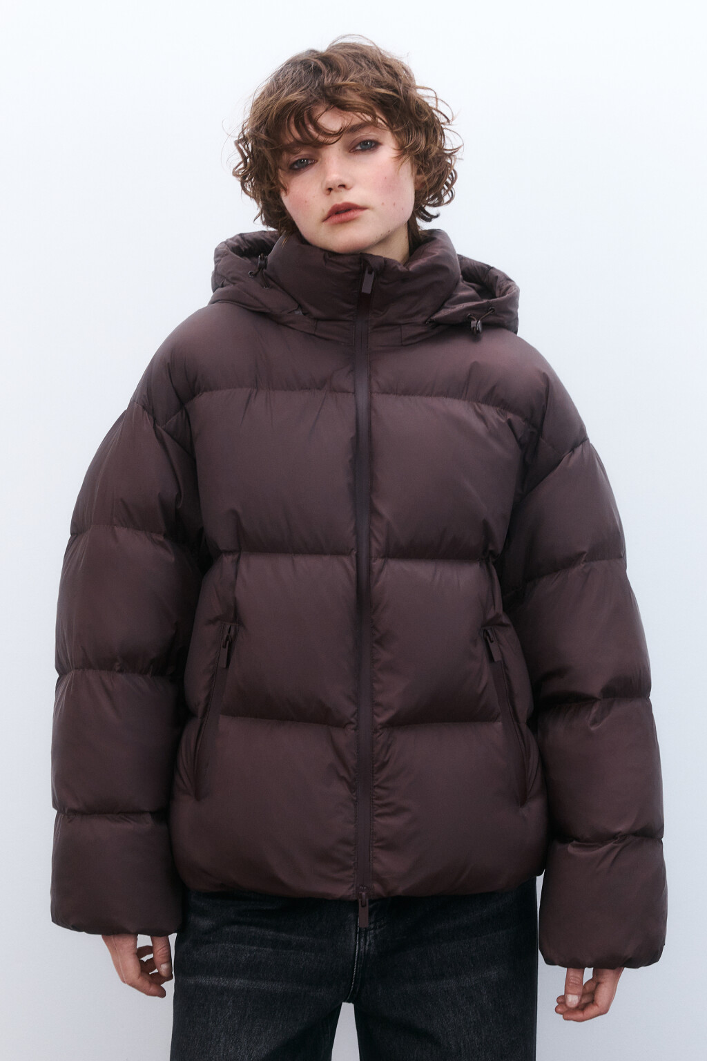 Пуховик на натуральном утеплителе - цвет коричневый - 2