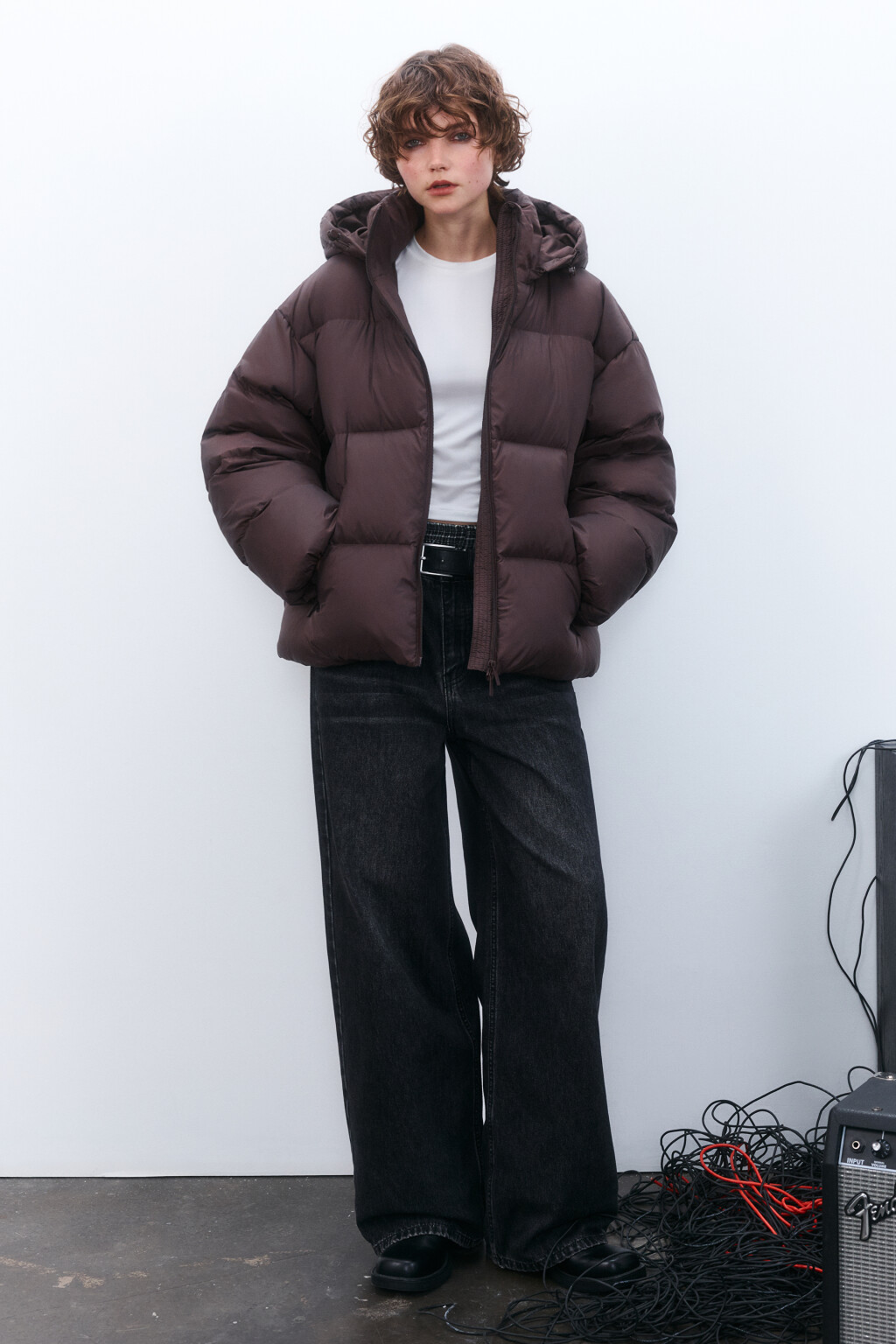 Пуховик на натуральном утеплителе - цвет коричневый - 4