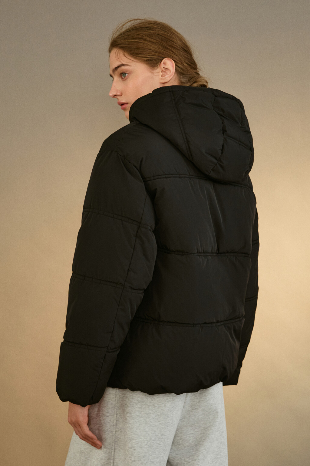 Куртка стеганая с капюшоном - цвет черный - 2