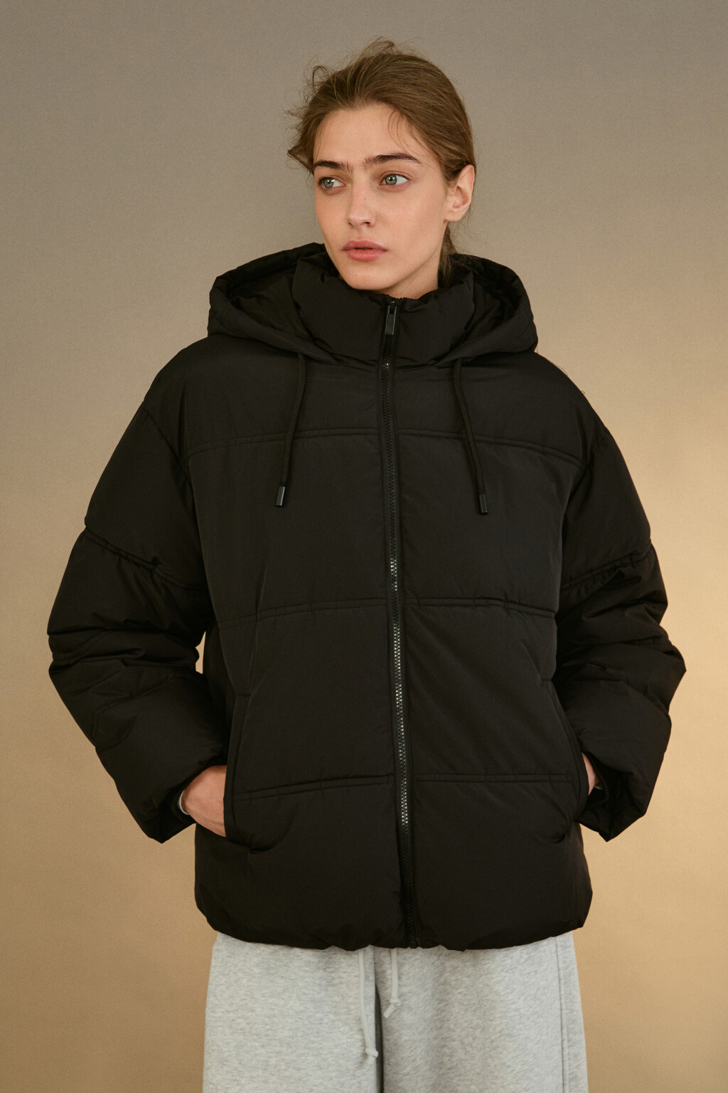Куртка стеганая с капюшоном - цвет черный - 3