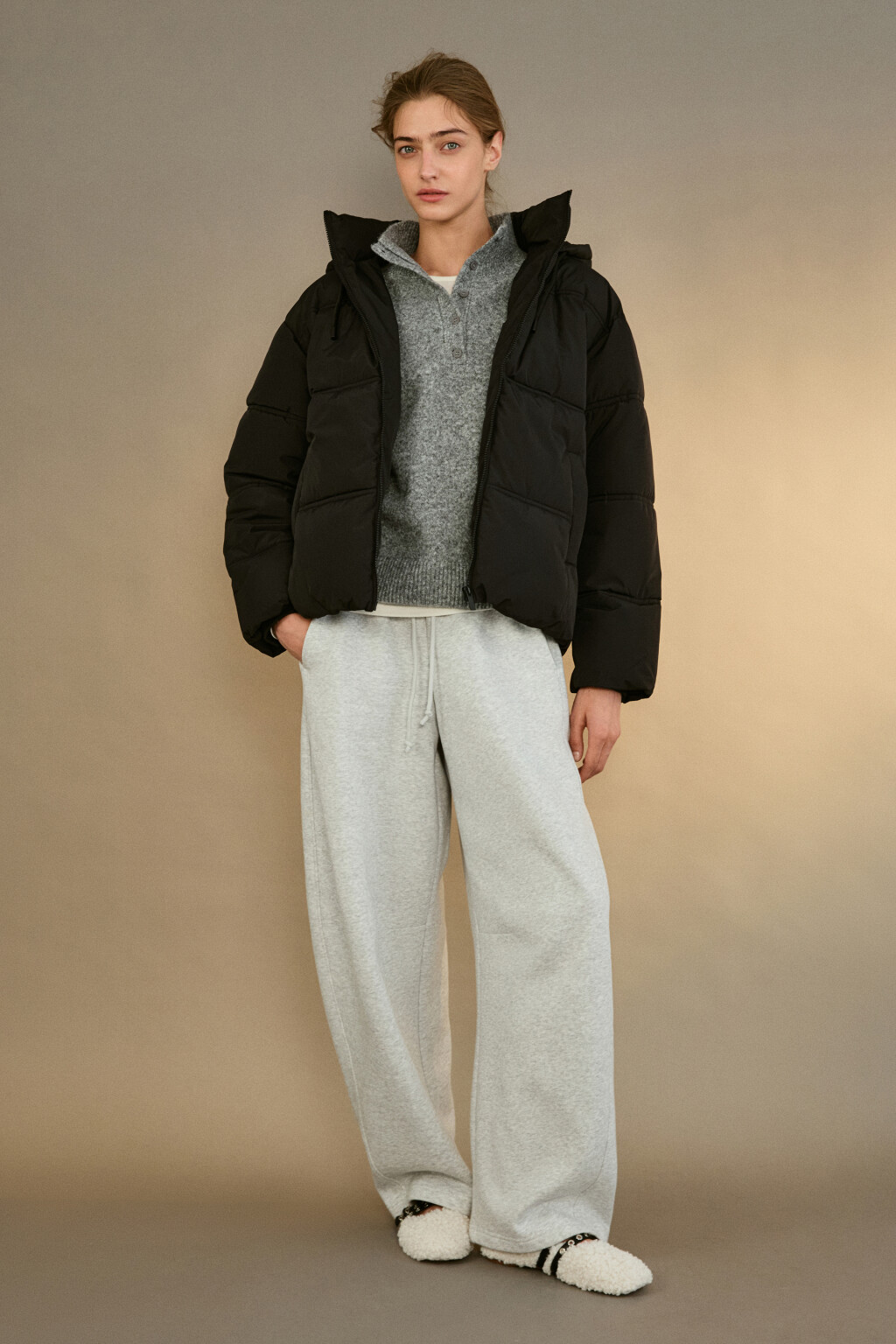 Куртка стеганая с капюшоном - цвет черный - 4