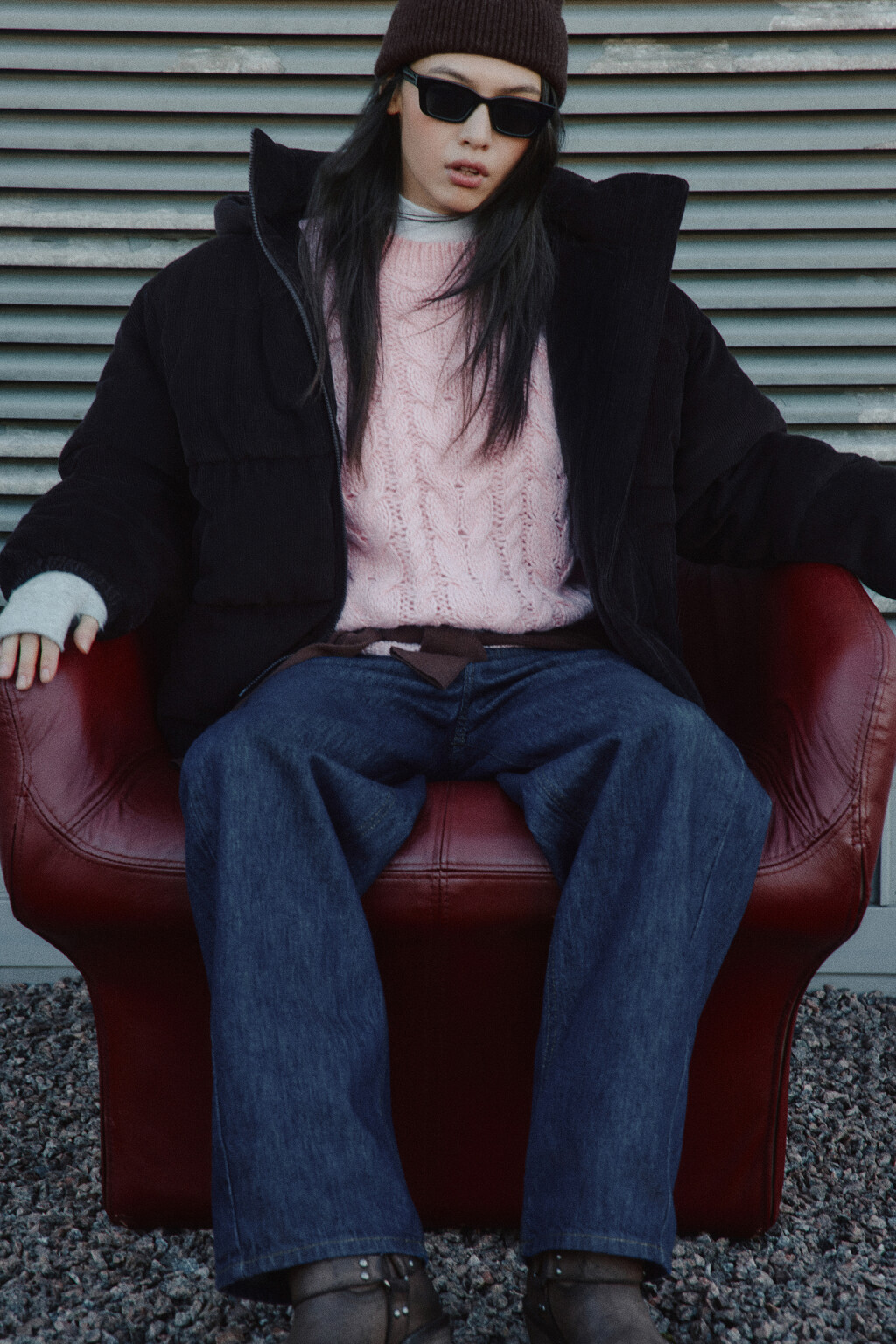 Куртка стеганая вельветовая - цвет коричневый - 1