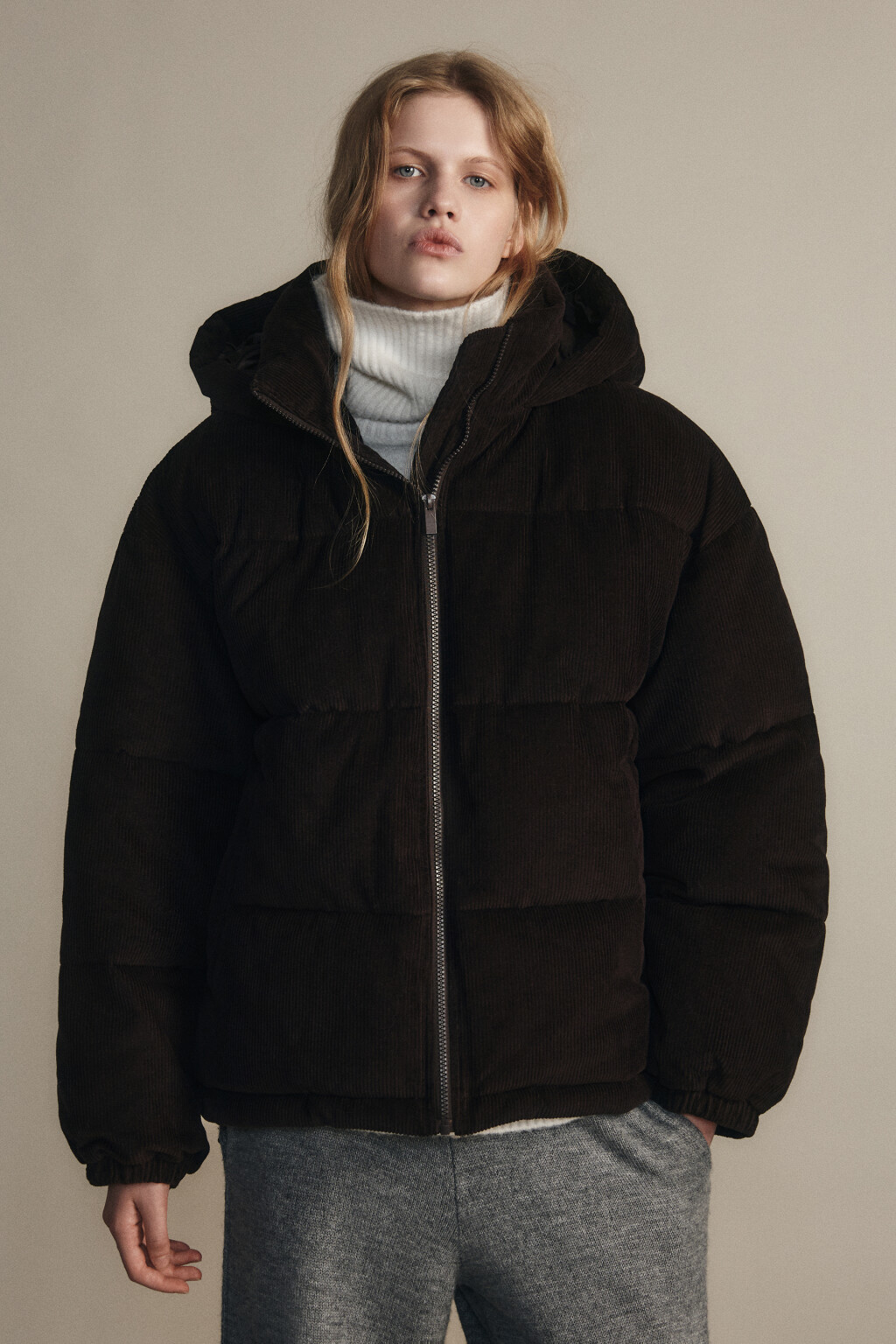 Куртка стеганая вельветовая - цвет коричневый - 5