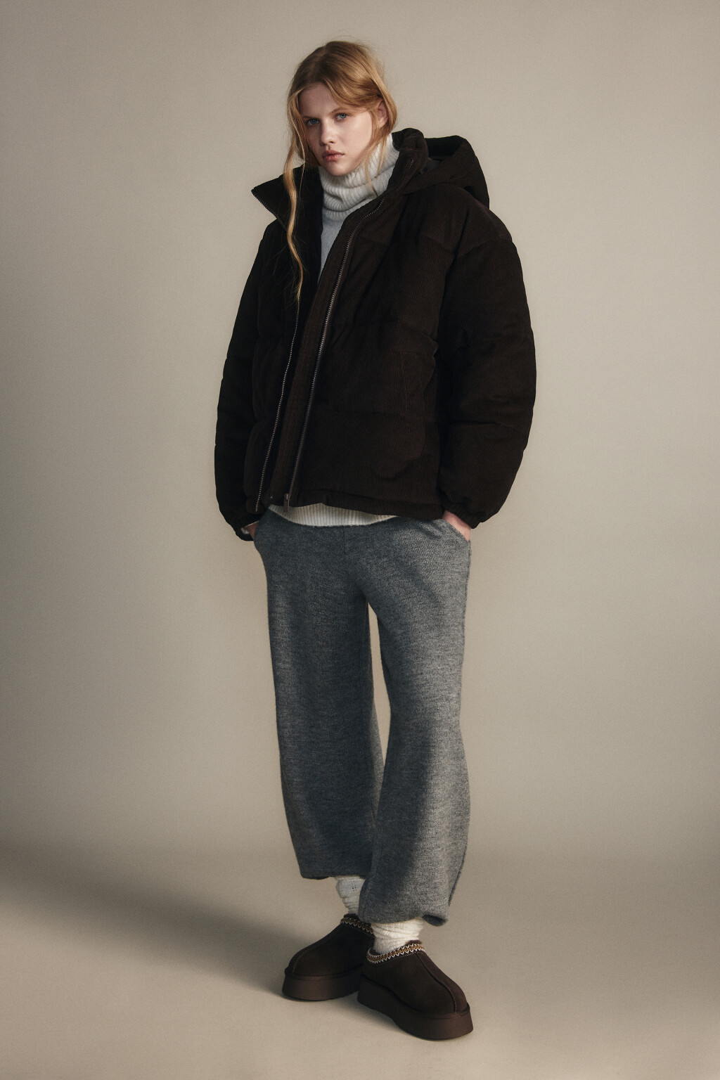 Куртка стеганая вельветовая - цвет коричневый - 7