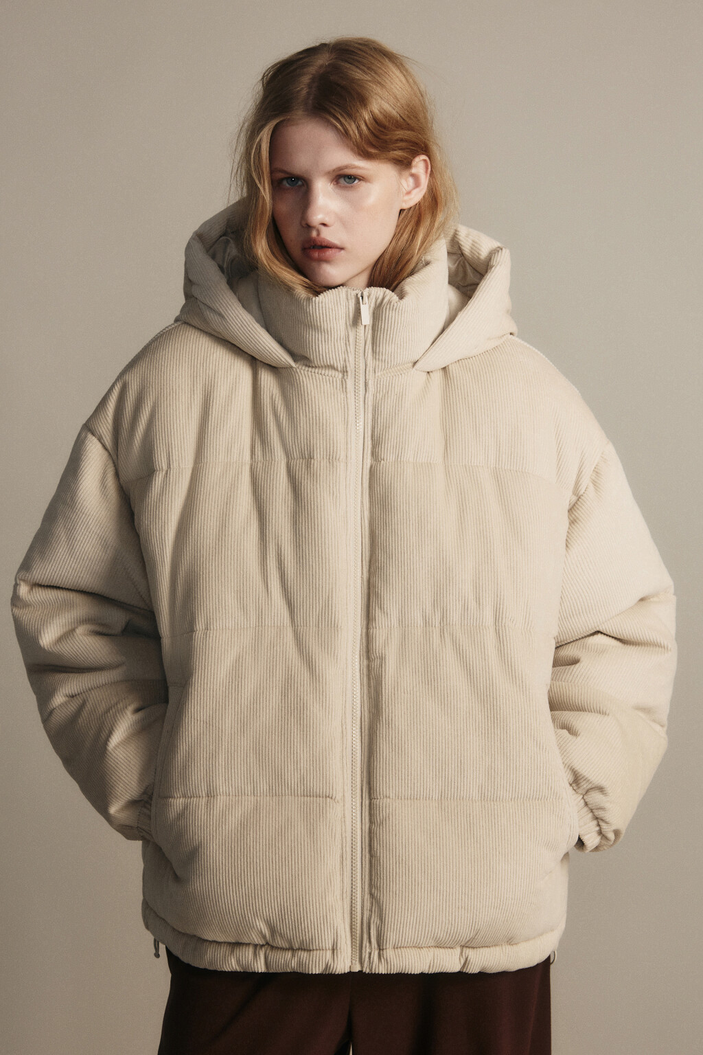 Куртка стеганая вельветовая - цвет бежевый - 3