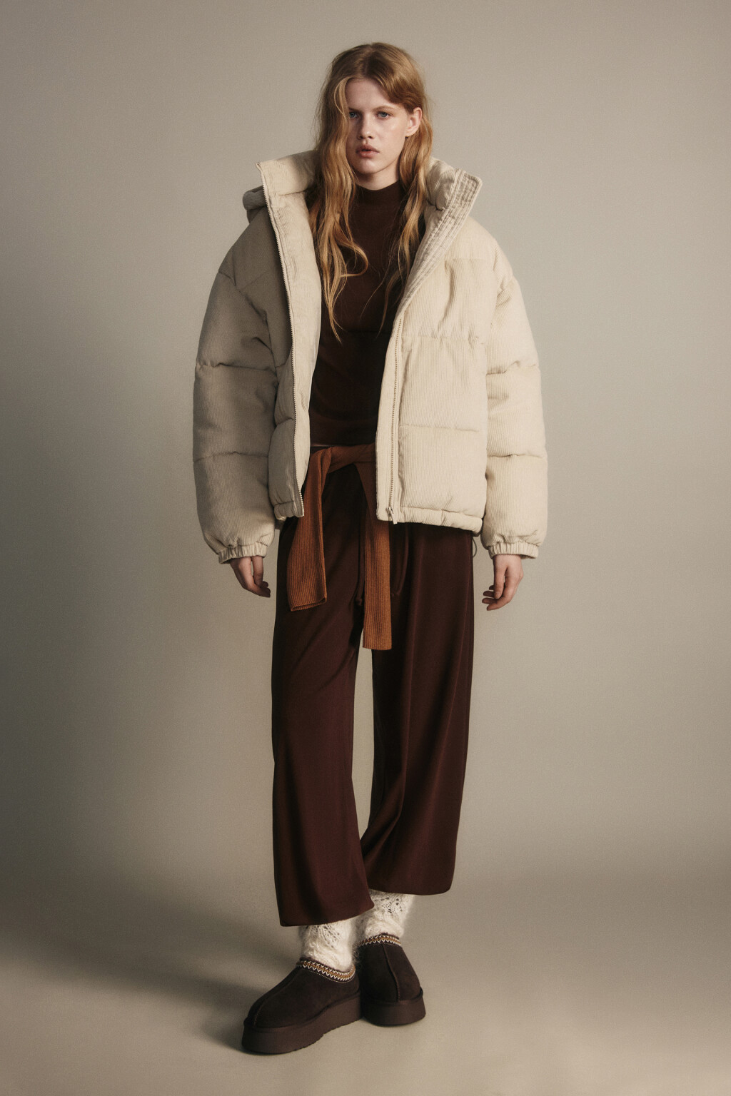 Куртка стеганая вельветовая - цвет бежевый - 5