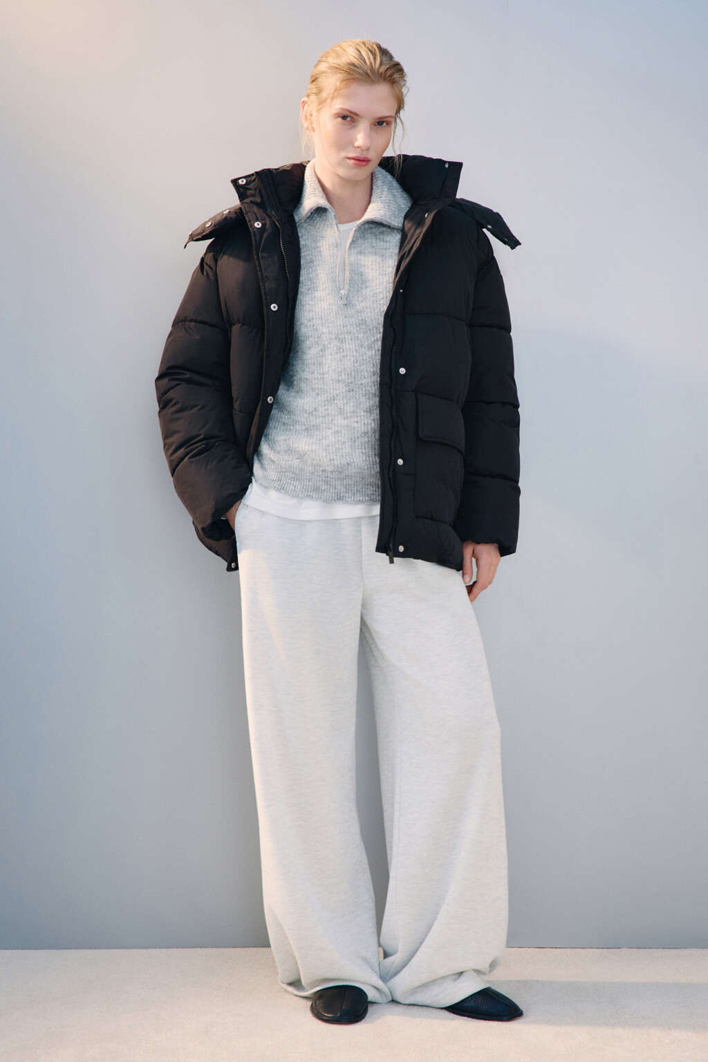 Куртка стеганая с капюшоном - цвет черный - 4