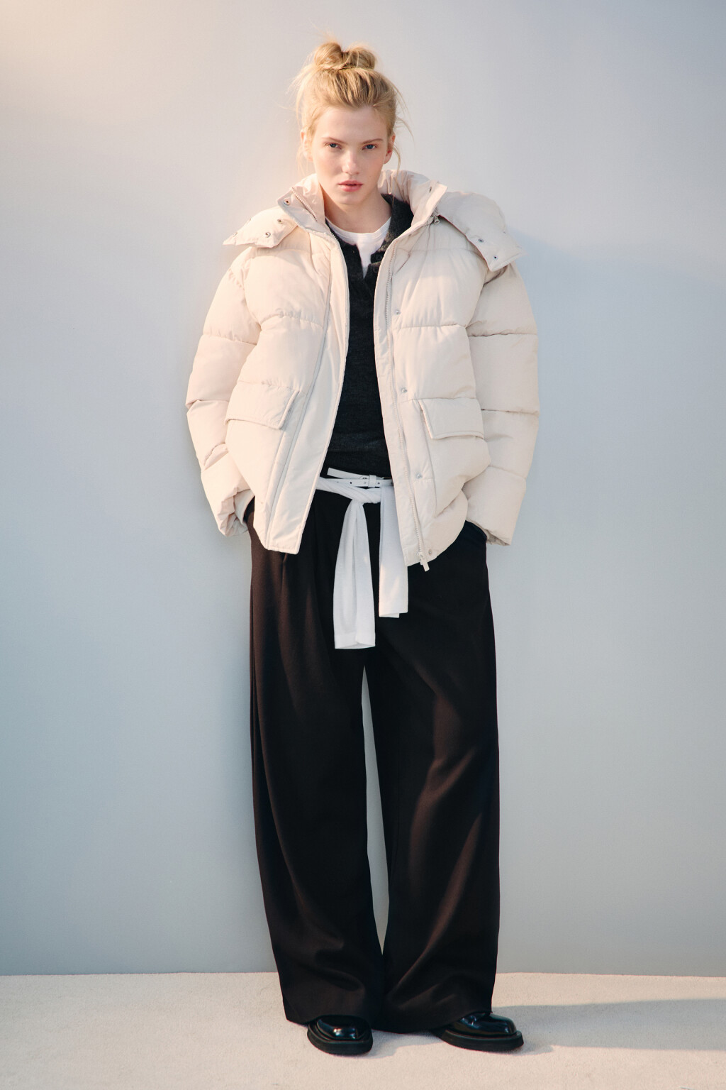 Куртка стеганая с капюшоном - цвет молочный - 5