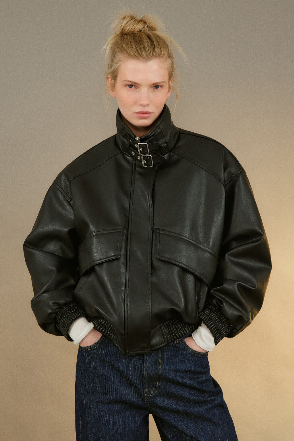 Куртка-бомбер с теплой подкладкой - цвет черный - 2